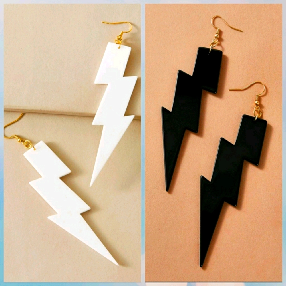 2 Pairs Lightning Bolt Drop Earrings